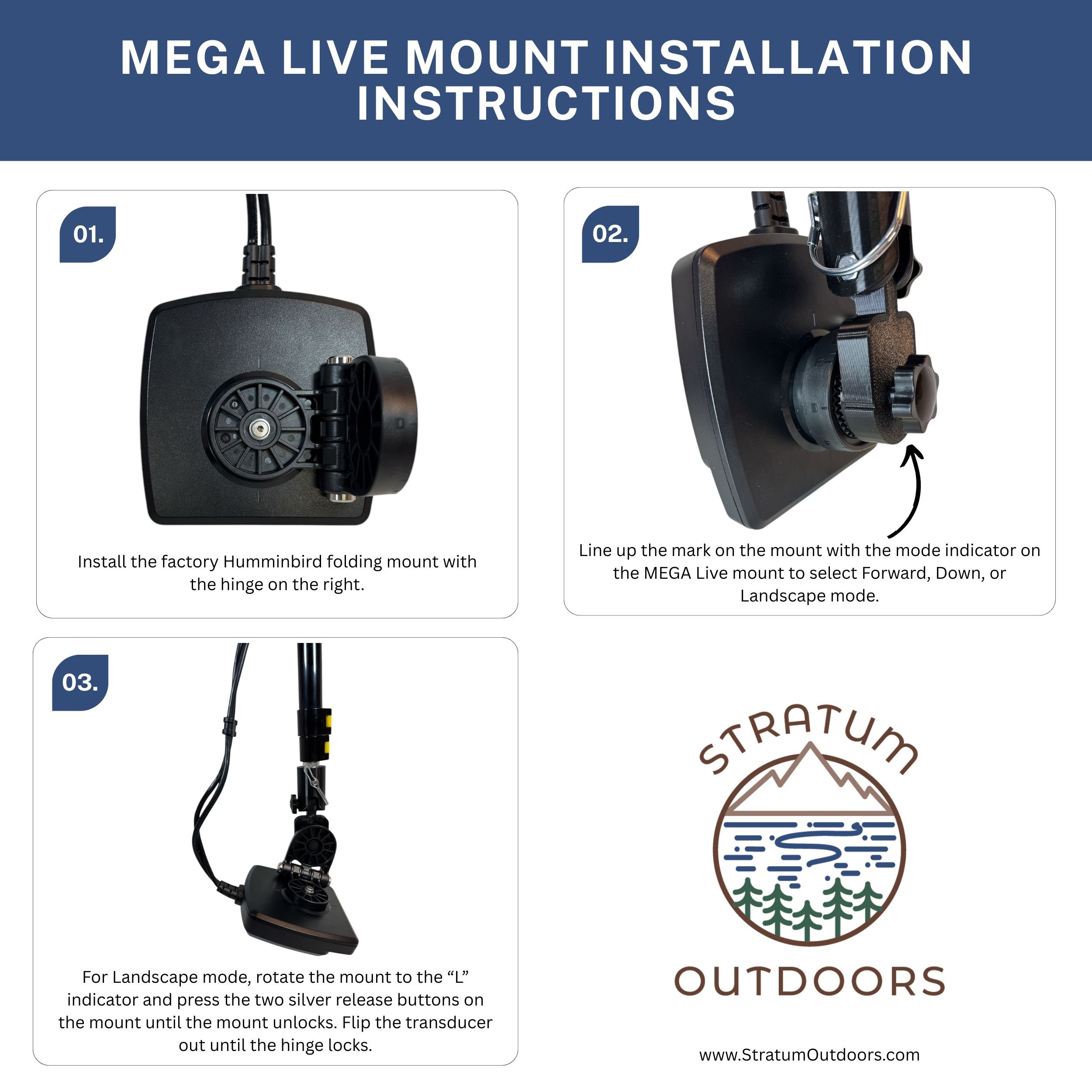 Stratum Outdoors FFS Transducer Pole with Ice Mount for Ice